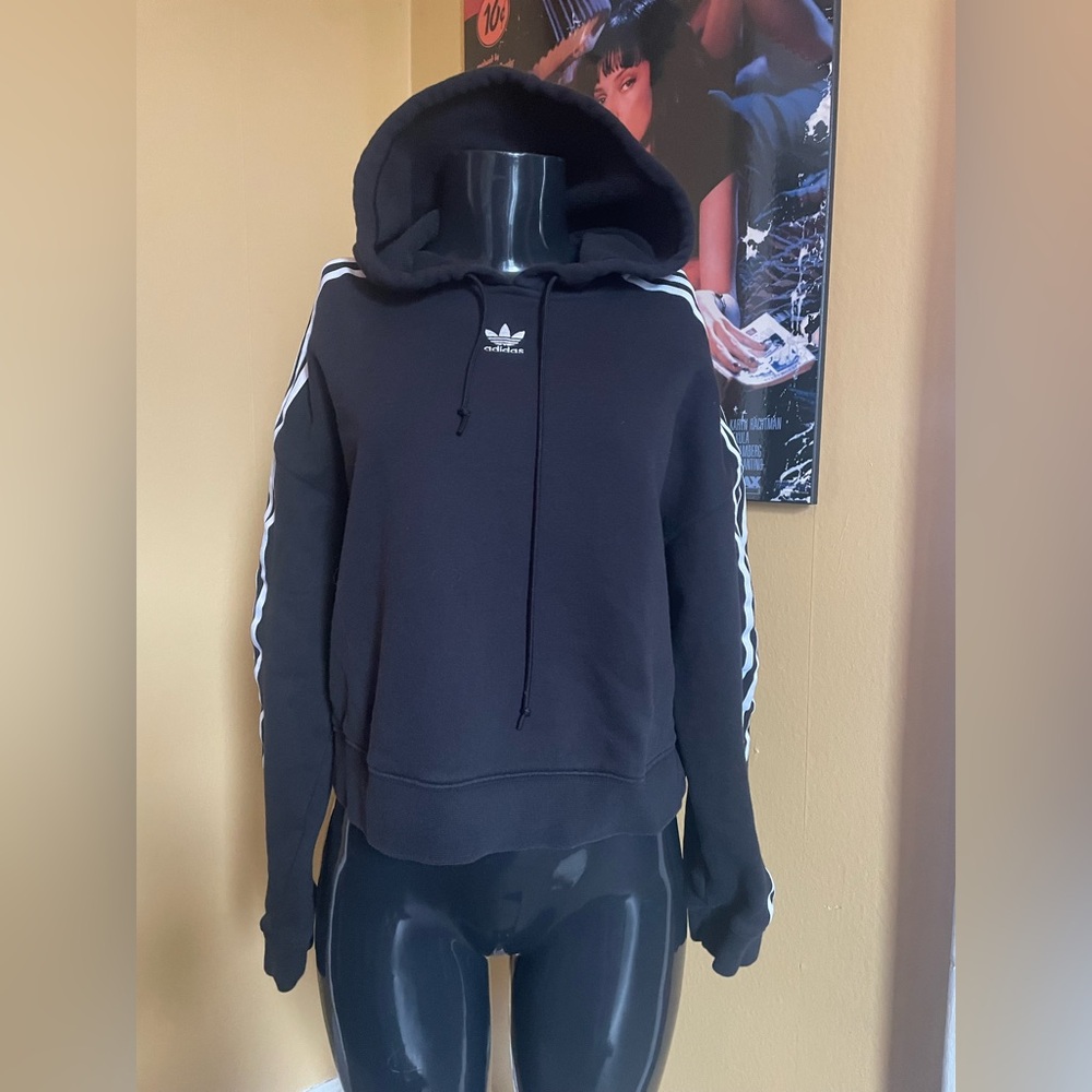 Women’s Adidas Black Trefoil Crop  Hoodie ( Medium)
